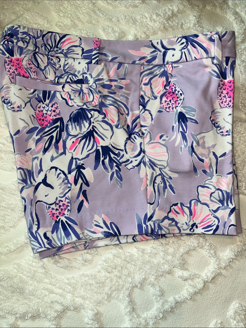 Lilly Pulitzer Lavender Floral Print Shorts - Pink & Navy Accents